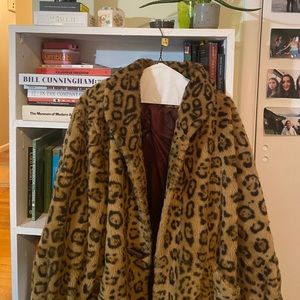 Cheetah print furry coat vintage
